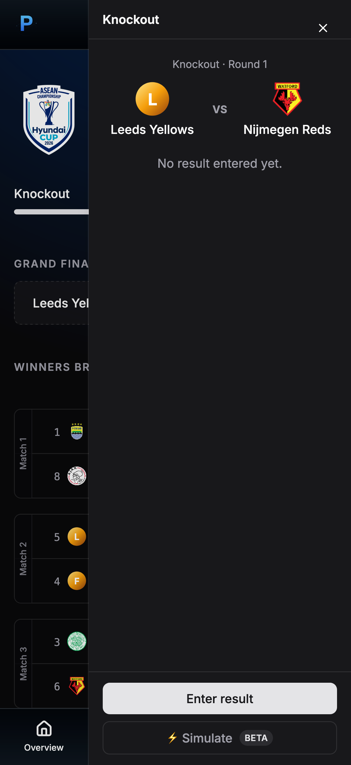 Match simulation action
